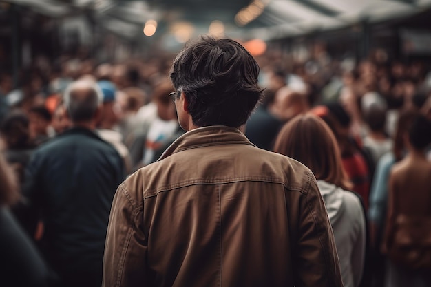 Man in the crowd Neural network AI generated