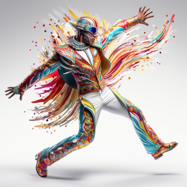 man dancing in the carnival colorful party