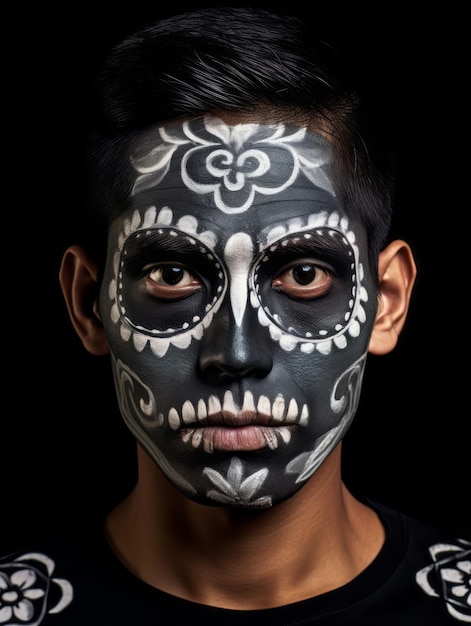 Photo man in day of the dead makeup with playful pose