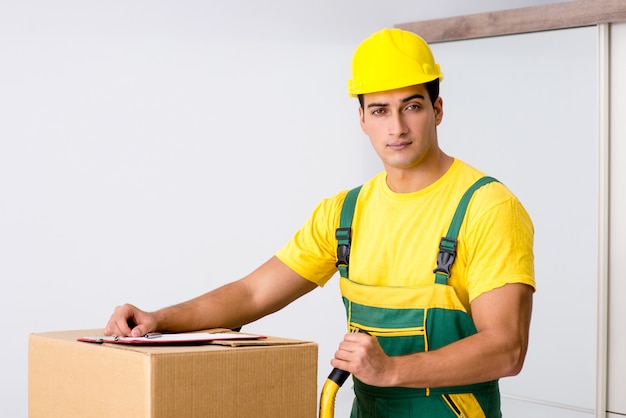 Man delivering boxes during house move