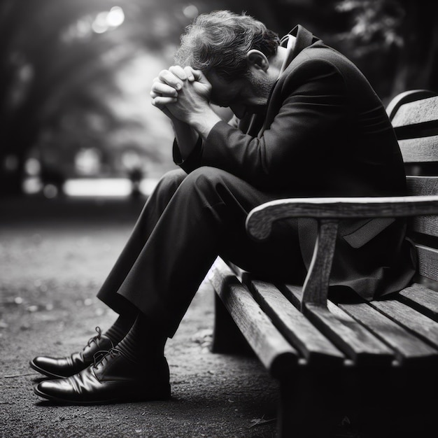 Photo a man in depression sitting alone