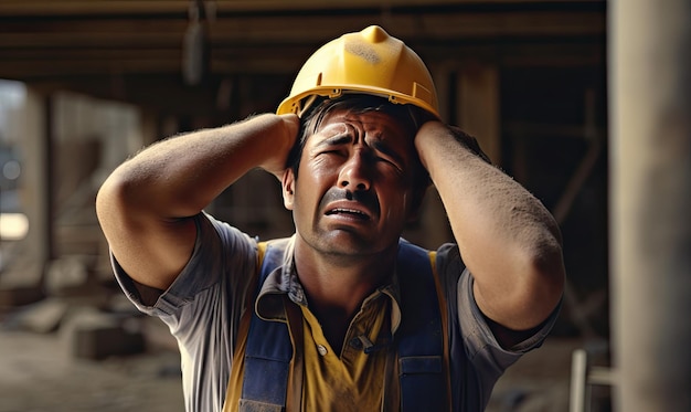 Photo a man in desperation and disbelief covers his face with his hands