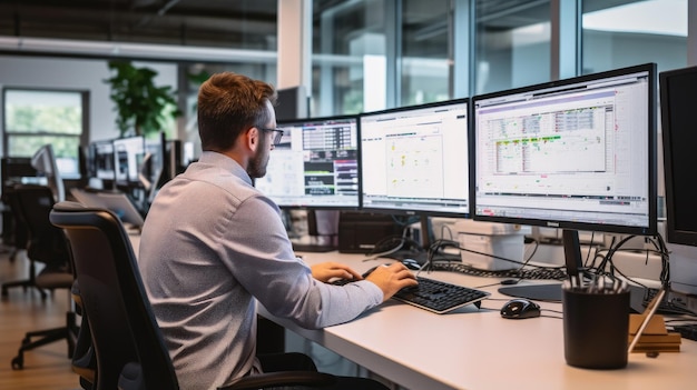 a man of developers monitors showing lines of code