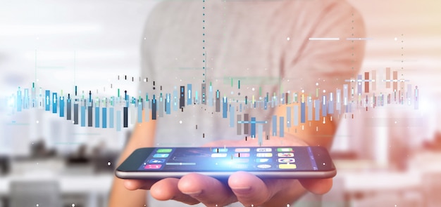 Man die een zakelijke beurs trading gegevens informatie