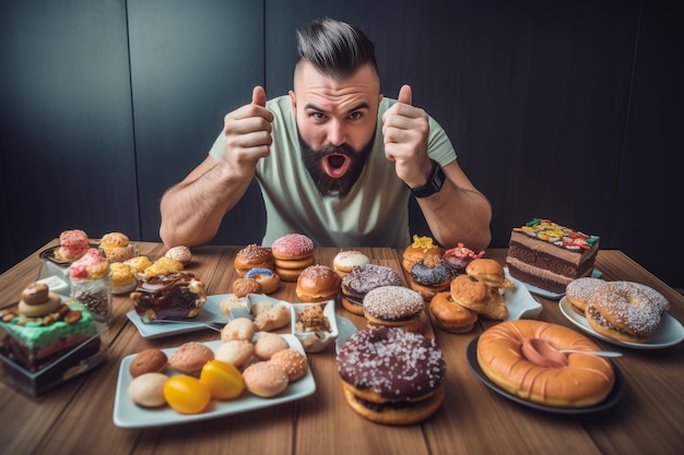 Man die junkfood overwint Genereer Ai