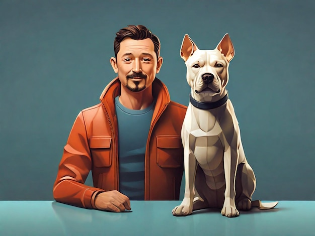 a man and a dog are sitting next to each other