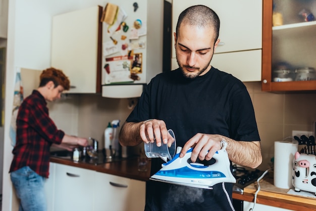 man doing housework