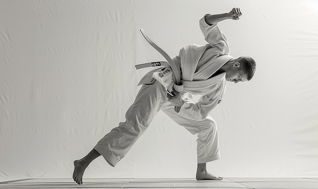 a man doing karate with a black belt