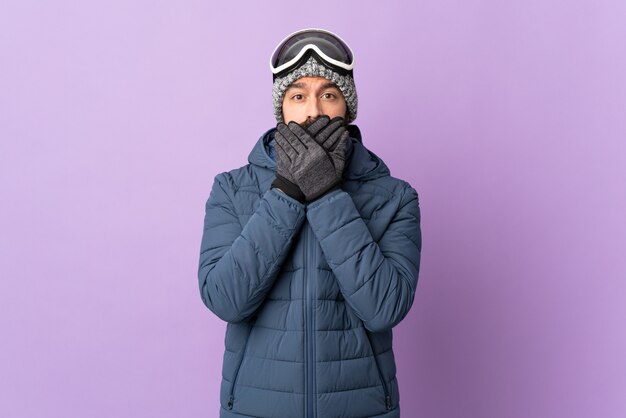 Man doing snowboard over isolated background