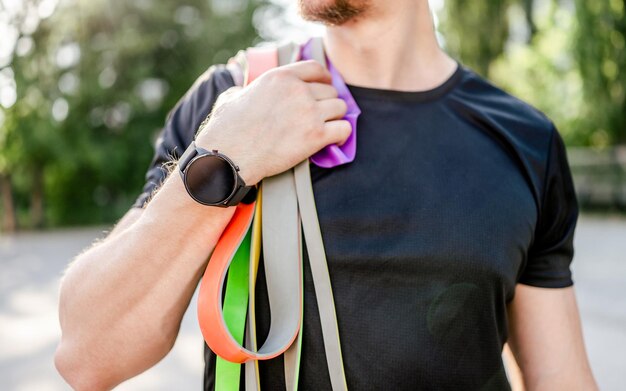 Man doing workout outdoors