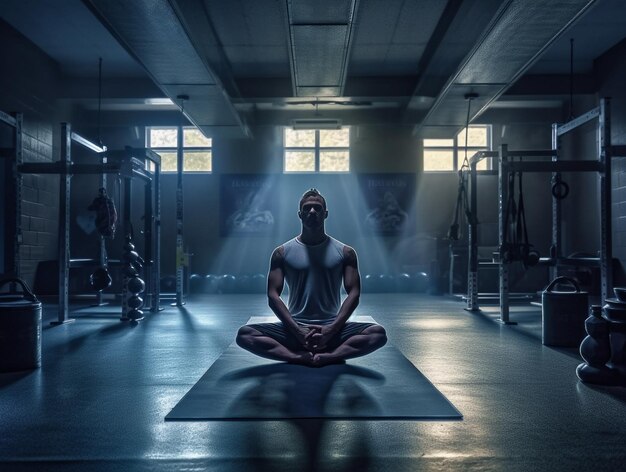 A Man doing Yoga on Fitness Studio AI Generated