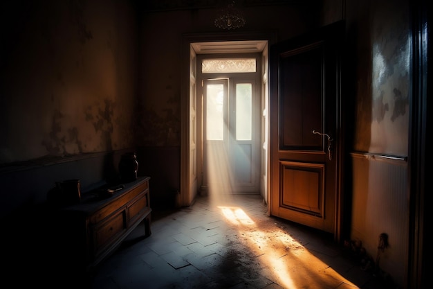 The man at the door and the light AI Generated