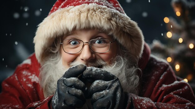 A man dressed as santa claus with a beard