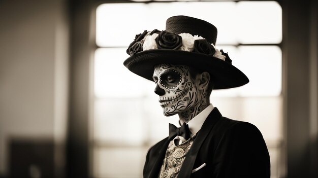 Photo man dressed day of the dead