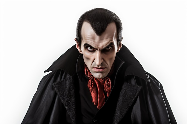 Photo a man dressed in a dracula costume with a red tie