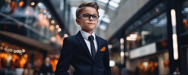 Photo a man dressed in a jacket in a shopping mall generative ai