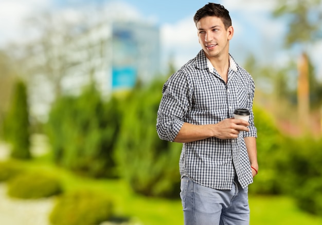 Man drinking a coffee