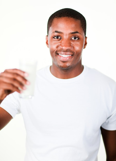 Man drinking a glass of Milk