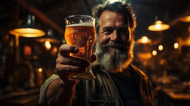 man drinking Glasses of light and dark beer