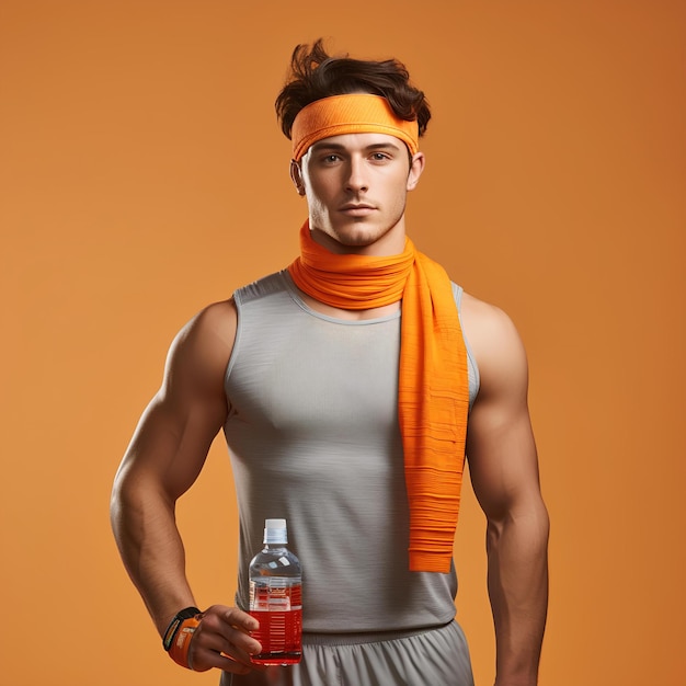 man drinking water after workout