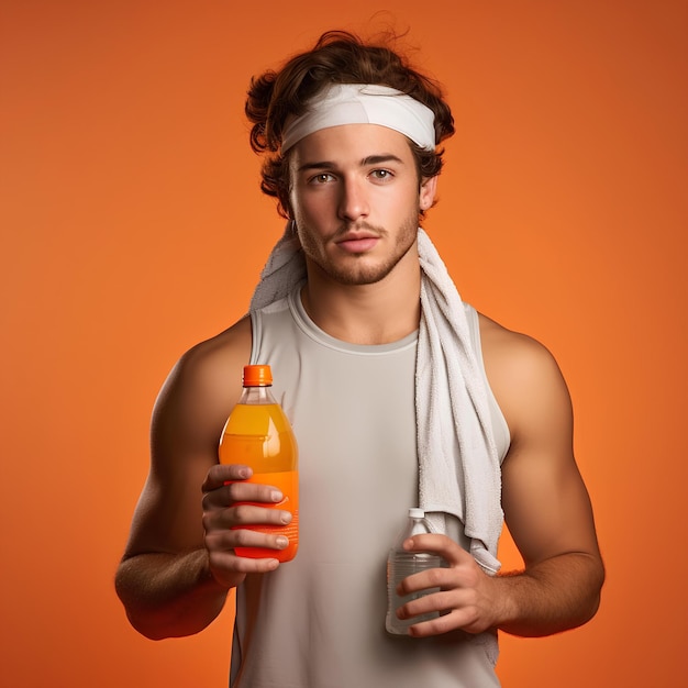 man drinking water after workout