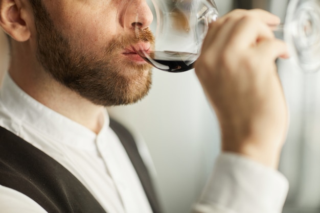 Man Drinking Wine Closeup