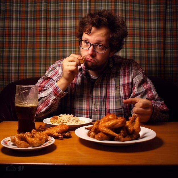 Photo man eating delicious food