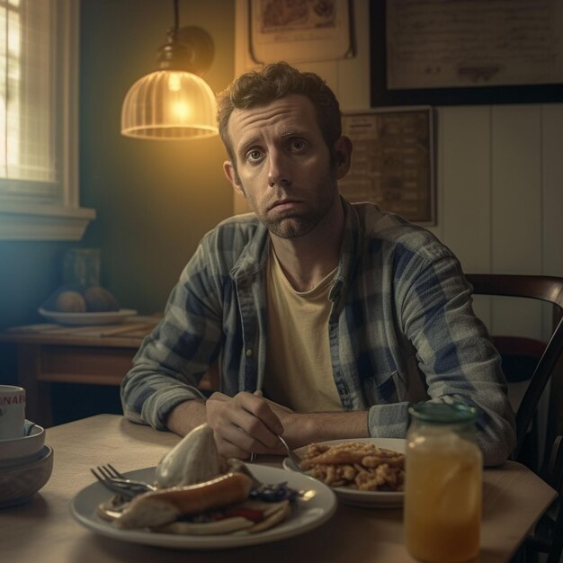 Photo man eating delicious food