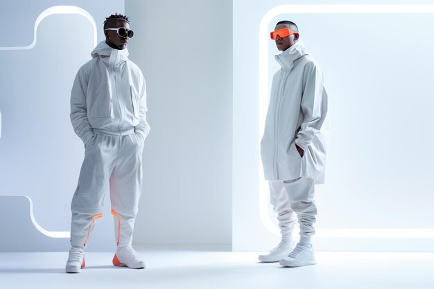 Man Embracing the Futuristic Realm Minimalist Mexafuturistic SciWear