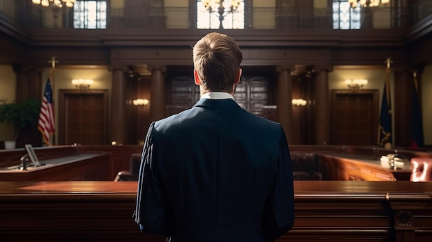 A man in an empty courtroom Generative AI