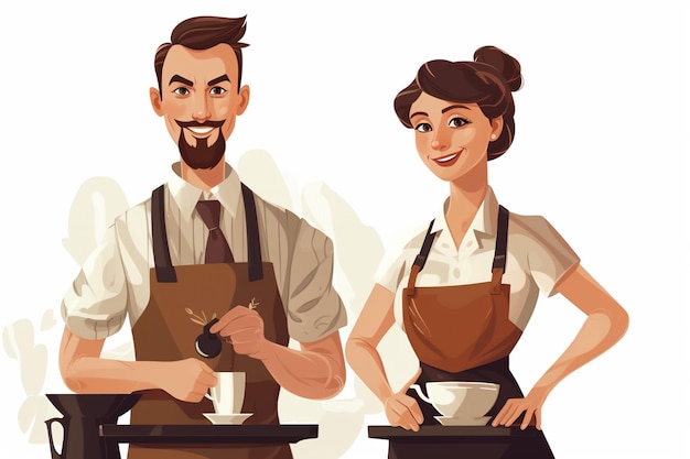 Man en vrouw barista-vector