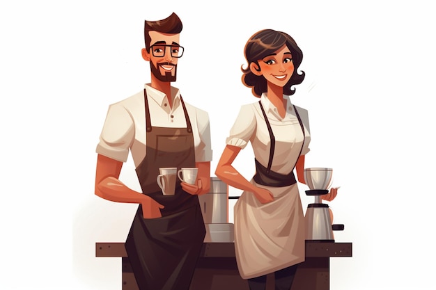 Man en vrouw barista vector