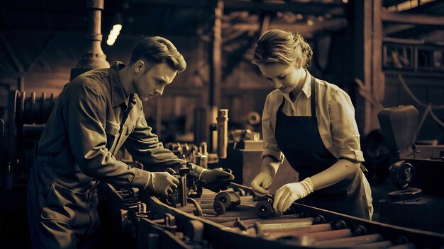 Man en vrouw in een fabriek