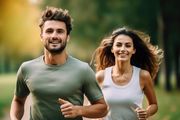 Man en vrouw rennen