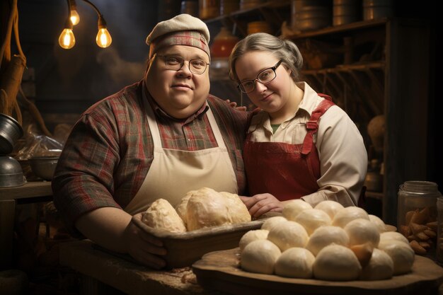 Foto man en vrouw staan bij de broodpan