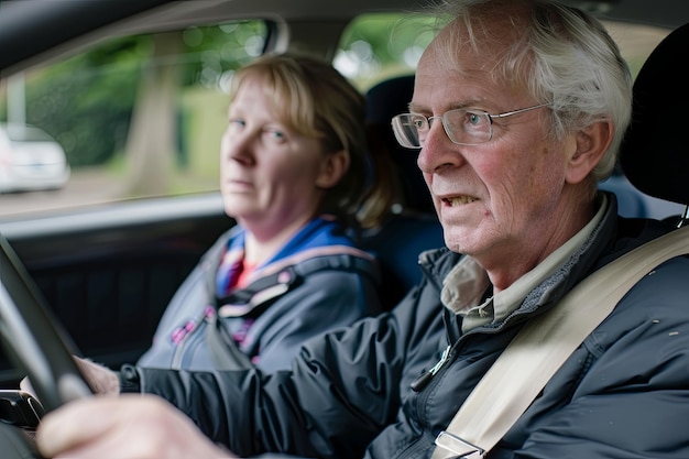 Man en vrouw zitten in de auto