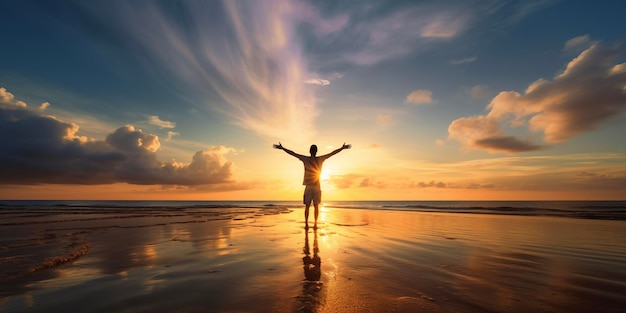 Photo man enjoy on beach summer vacation