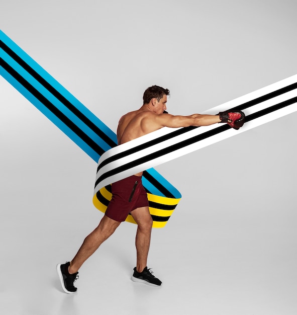 Man enjoying boxing sport