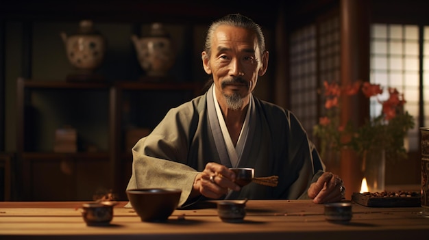 A man enjoying a meal at a table