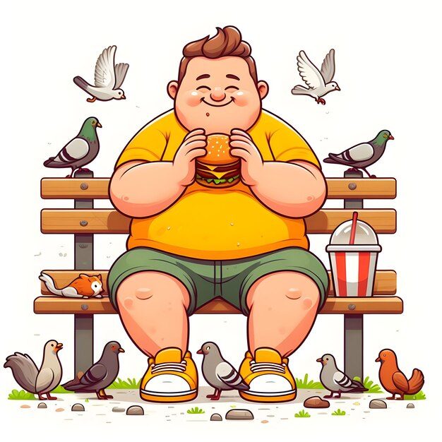 Man Enjoying a Sandwich on a Park Bench Surrounded by Pigeons and Squirrels