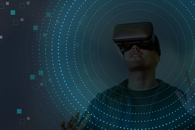 VR 헤드을 즐기는 남자
