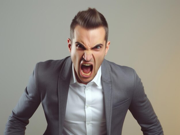 Photo man of european appearance who appears to be furious