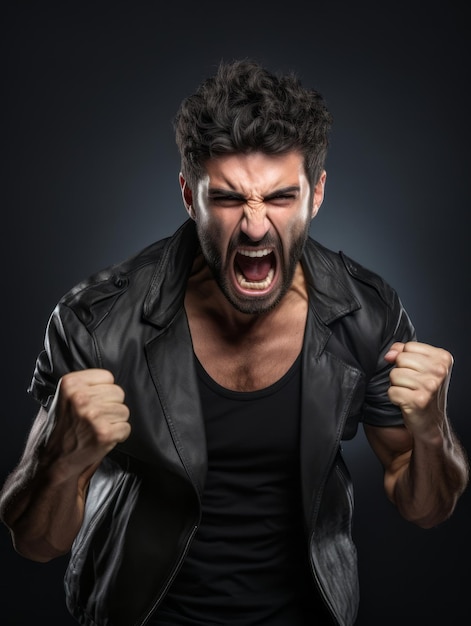 Photo man of european appearance who appears to be furious