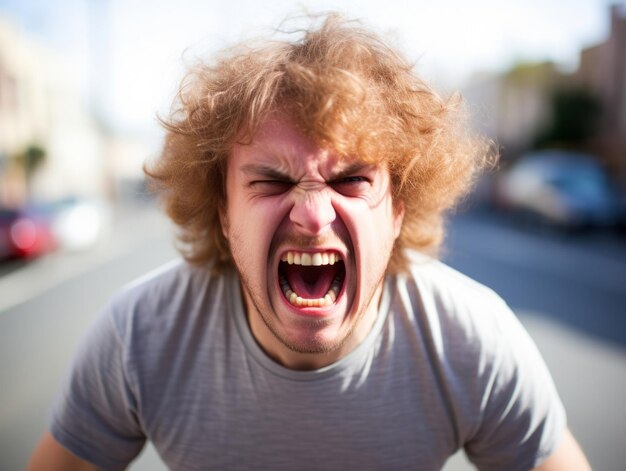 Photo man of european appearance who appears to be furious