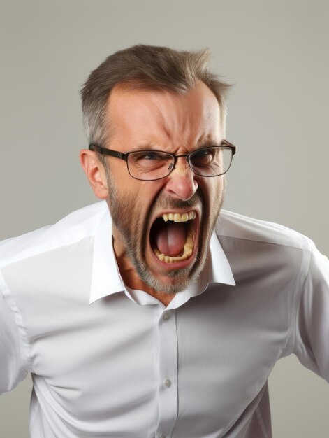 Man of European appearance who appears to be furious