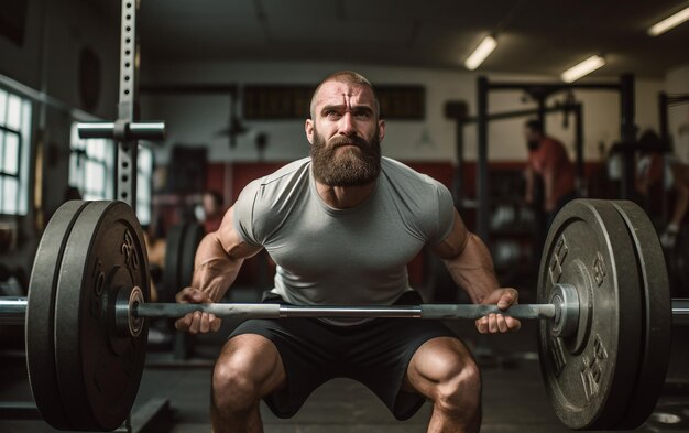 Man Exercises with Dumbbells