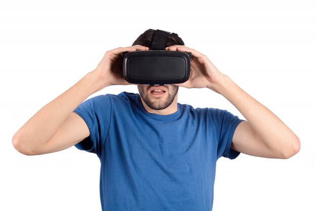 Man experiencing virtual reality. 