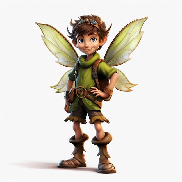 Photo man fairy 2d cartoon illustraton on white background high