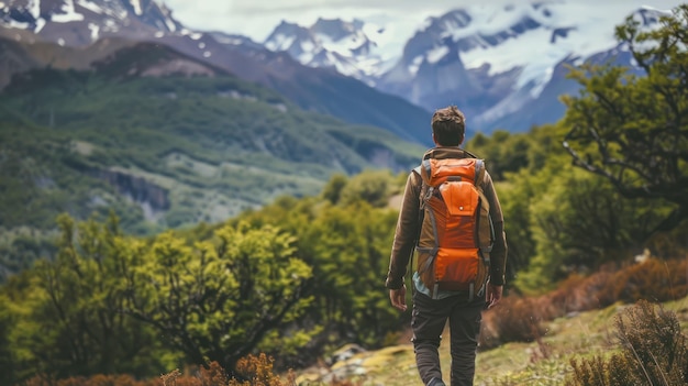 Photo a man feeling adventurous while hiking in the mountains