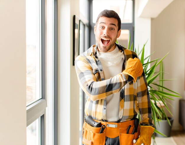 man feeling happy, positive and successful, motivated when facing a challenge or celebrating good results